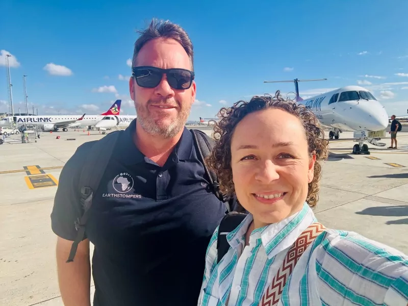 Hendrik and Chrissy on their way to the Kruger National Park for a safari trip